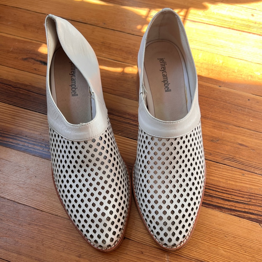 Jeffrey Campbell White Perforated Mules